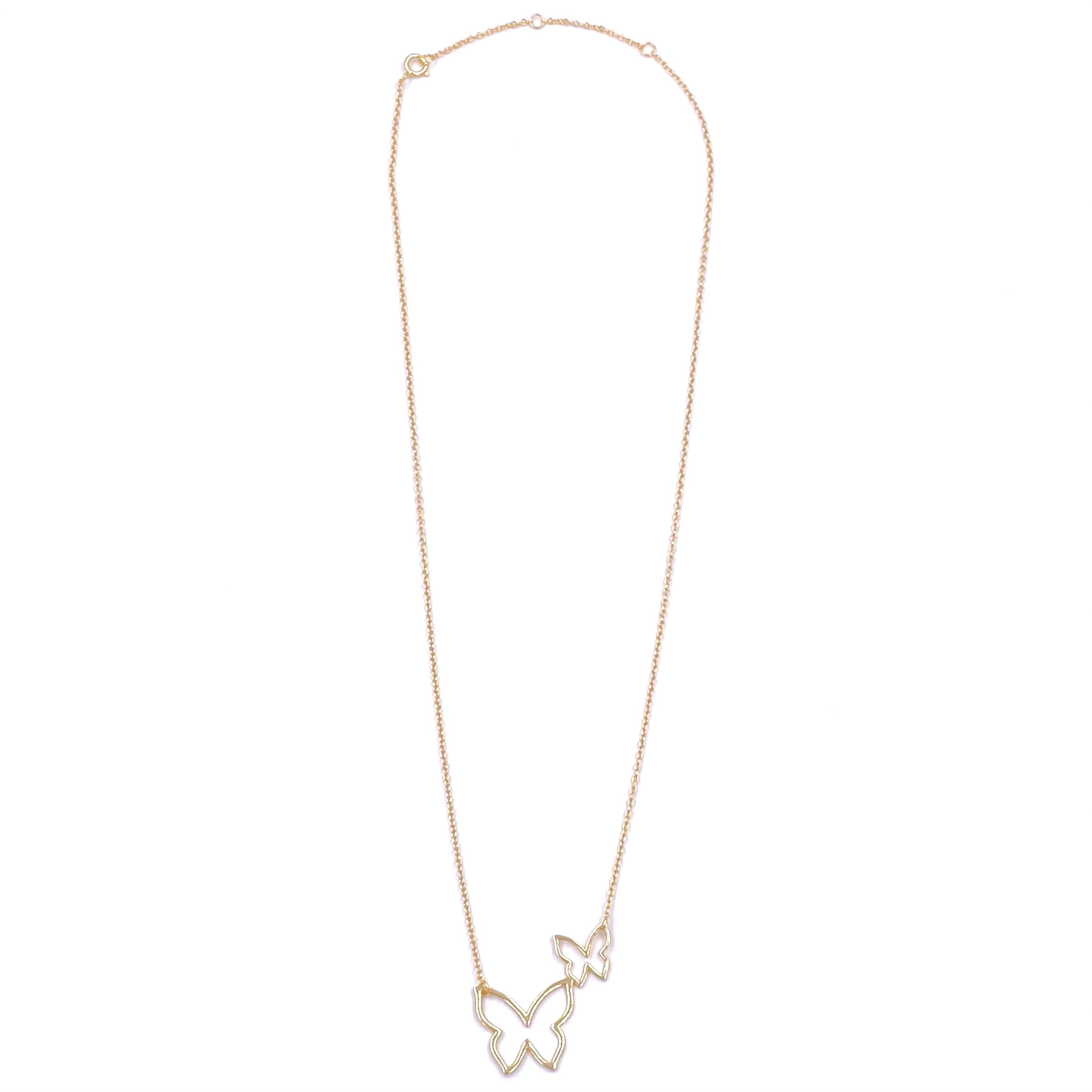 Sterling Silver Gold Plated Double Butterfly Pendant Necklace for Women - Elegant Layered Jewelry for Parties, Weddings & Everyday Wear
