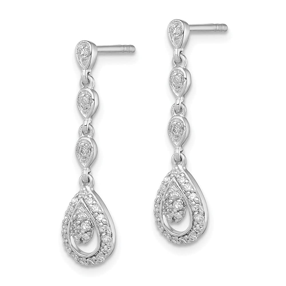 925 Sterling Silver Diamond Teardrop Dangle Earrings for Women - Elegant Post Earrings Fine Jewelry Gift for Her - Perfect for Weddings, Parties & Special Occasions