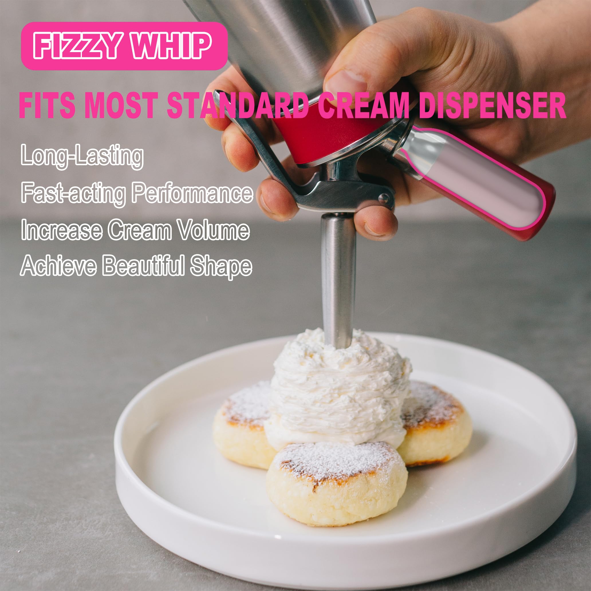 Premium N2O Cream Chargers 50 Pack - 8.5g Nitrous Oxide Cartridges for Whipped Cream Dispensers | Professional Grade for Desserts, Coffee Toppings & Cocktail Garnishes | Food Safe Whipper Chargers