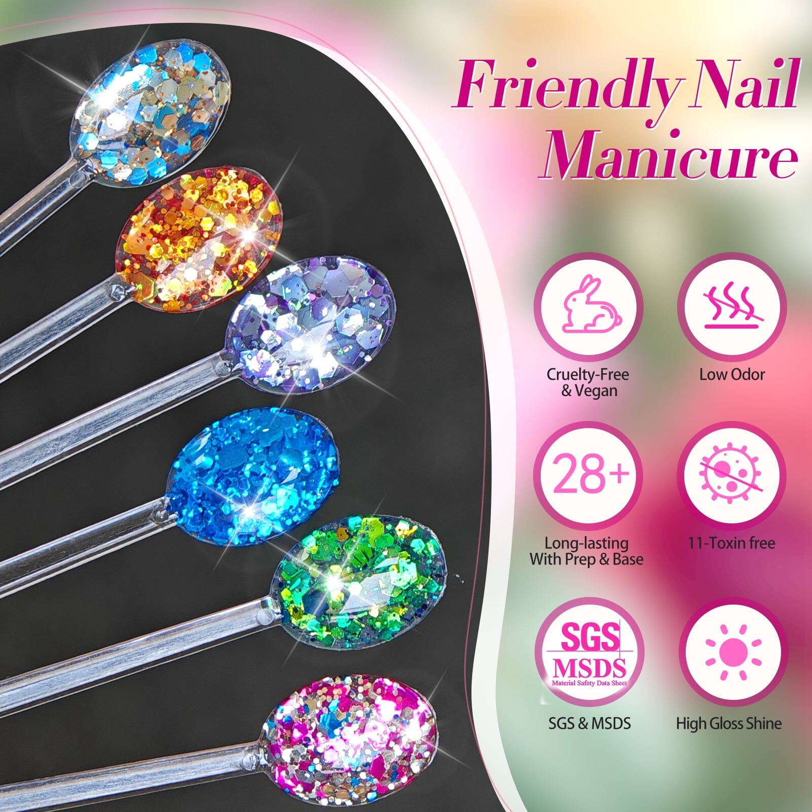 6 Colors Blue Sequins Glitter Gel Polish Set - Long Lasting Nail Art Kit for Manicure & Pedicure - Perfect for Parties, Weddings, and Special Occasions