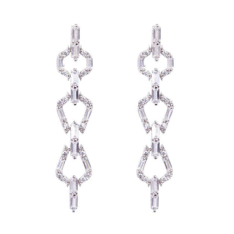Adrienne Elegant Dangle Earrings for Women - Gold Plated Hoop Earrings with Crystals - Perfect for Parties, Weddings & Everyday Wear
