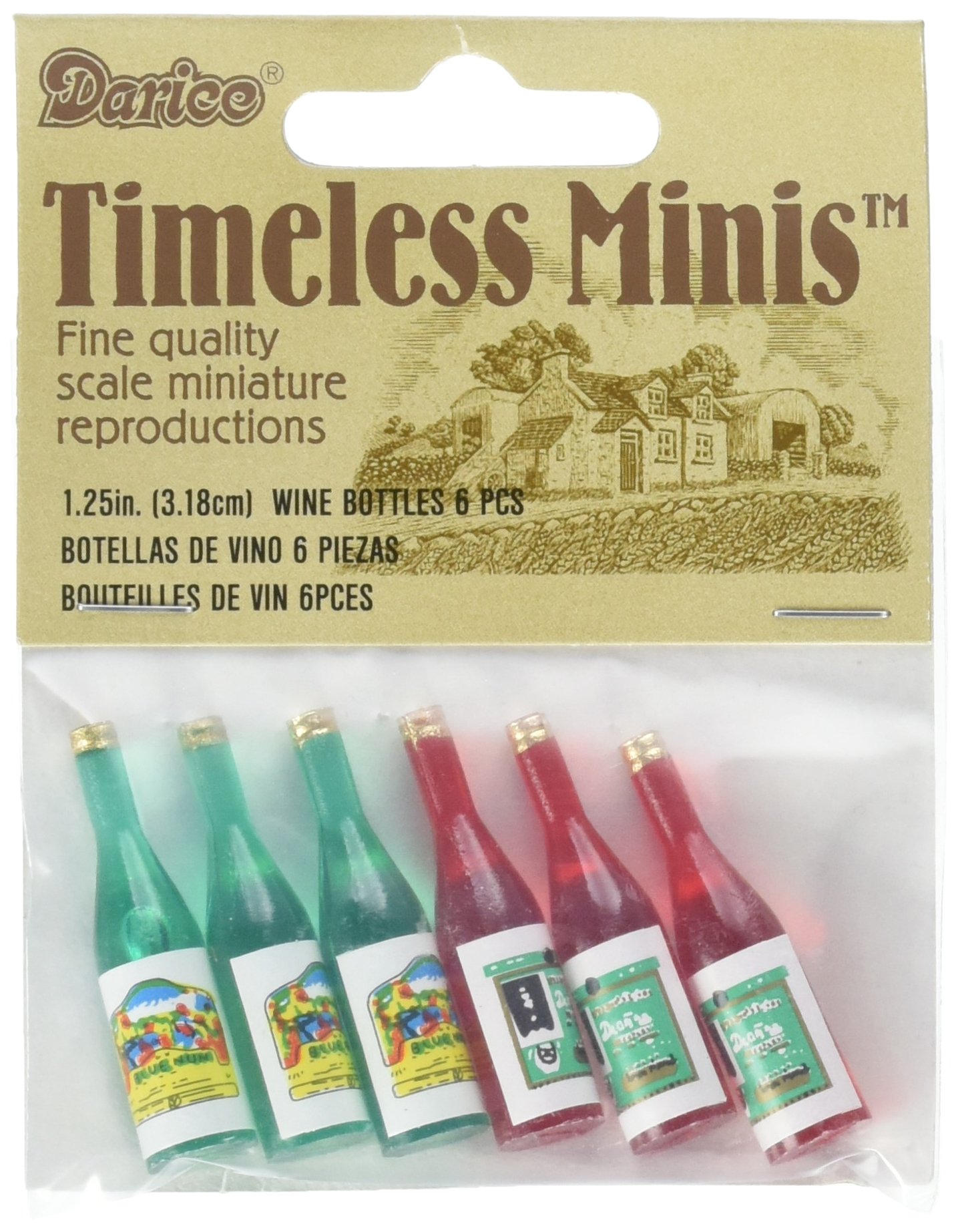 Darice 2306-15 Timeless Miniature Wine Bottles Set - 6 Piece Multicolor Collectibles for DIY Crafts, Home Decor, and Party Favors | Perfect for Mini Bars, Wedding Centerpieces & Gift Giving