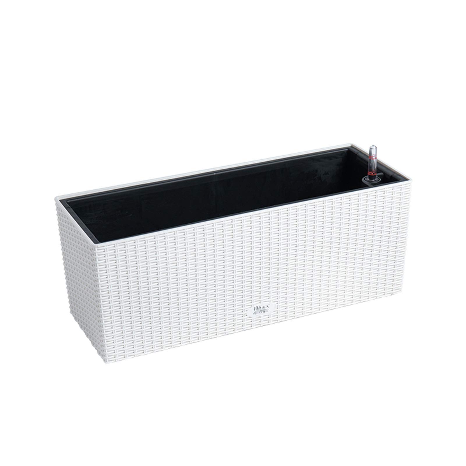 White 50cm Balcony Hanging Rattan Planters - Wicker Railing Planter with Zinc Pots for Outdoor Flowers & Plants | Perfect for Deck, Patio & Window Box Decor