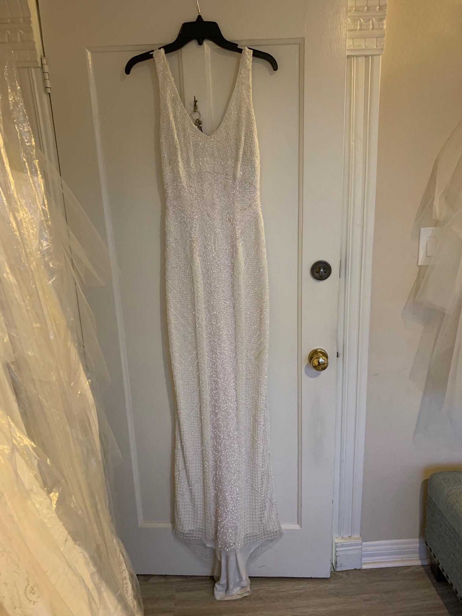 Theia Caitlin 890062 Lace Wedding Dress with Long Train - Perfect for Bridal Ceremony & Formal Events