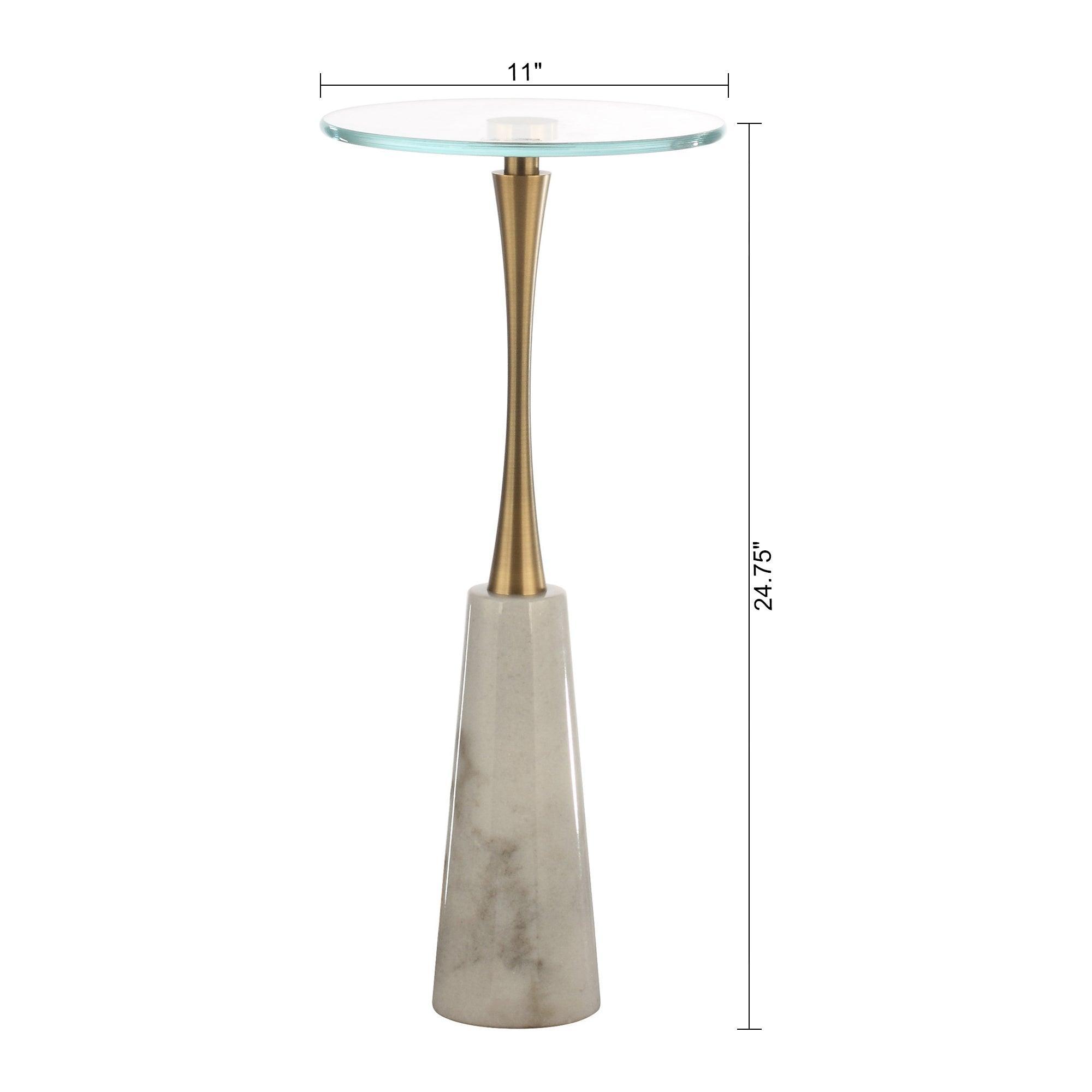 Luxury Golden Marble & Metal Pedestal Table - Elegant Side Table for Living Room, Bedroom, or Office Decor | Modern Home Accent Furniture for Dining Area & Entryway