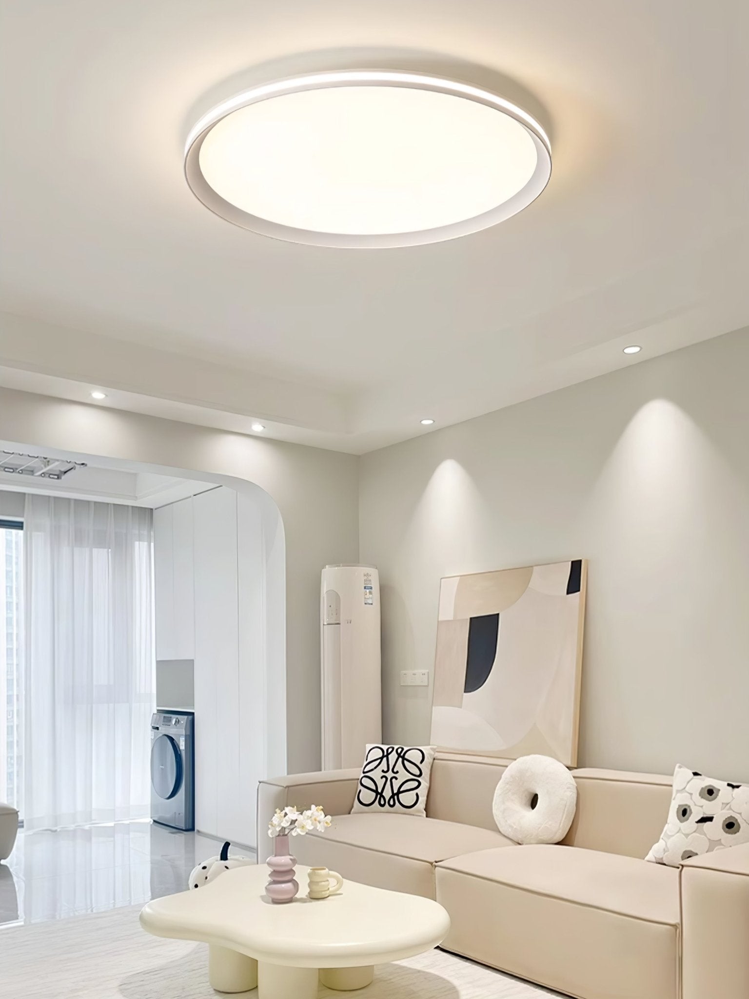 Modern Acrylic Circular LED Ceiling Light Fixture - Energy Efficient Dimmable Flush Mount Lighting for Bedroom, Living Room, Kitchen & Office