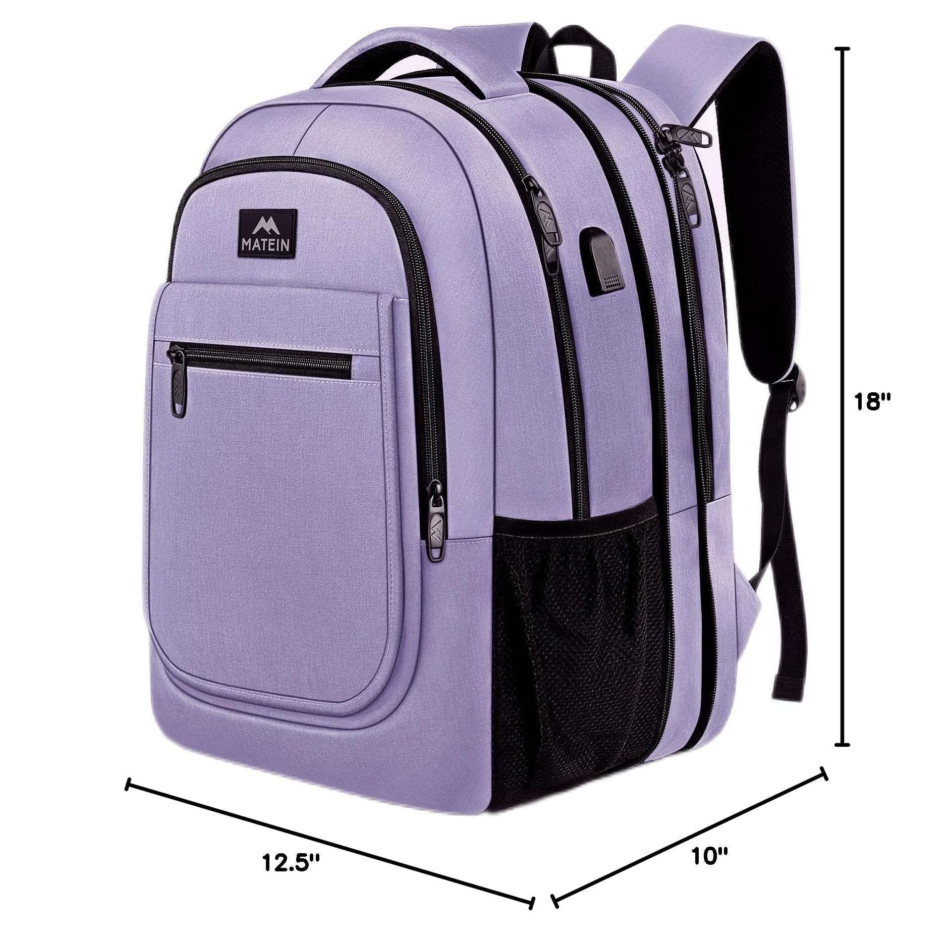 MATEIN Expandable 15.6 Inch Laptop Backpack for Women & Men, Anti-Theft USB Charging Port, Water-Resistant Business Computer Bag, Perfect for College, Travel, Work & Daily Commute, Purple