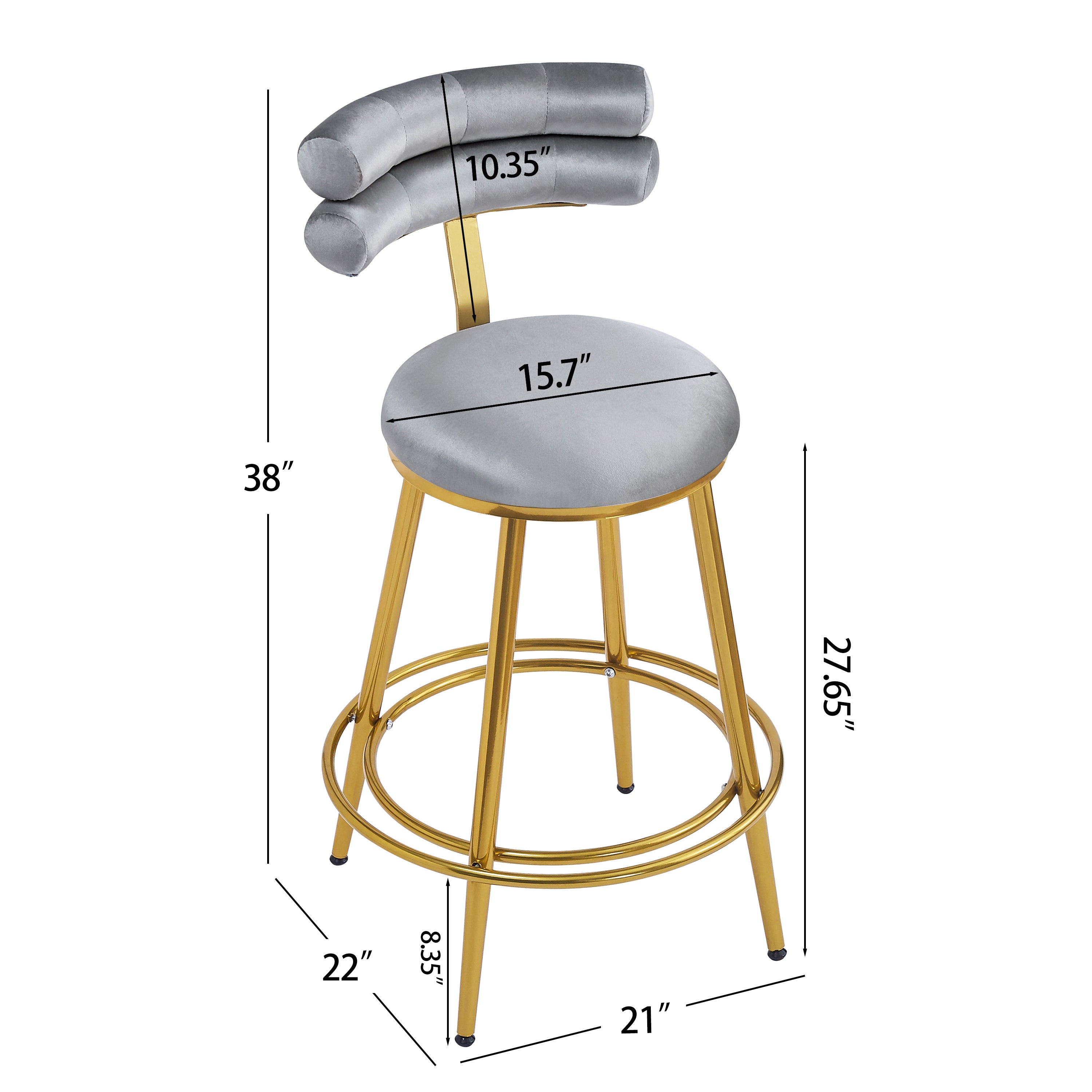 Modern Velvet Counter Stools Set of 2 - 27.65