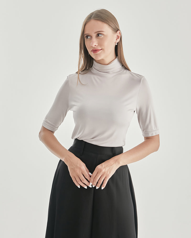 Cozy Knitted Turtleneck T-Shirt for Women - Soft Winter Layering Top | Perfect for Office Wear & Casual Outfits