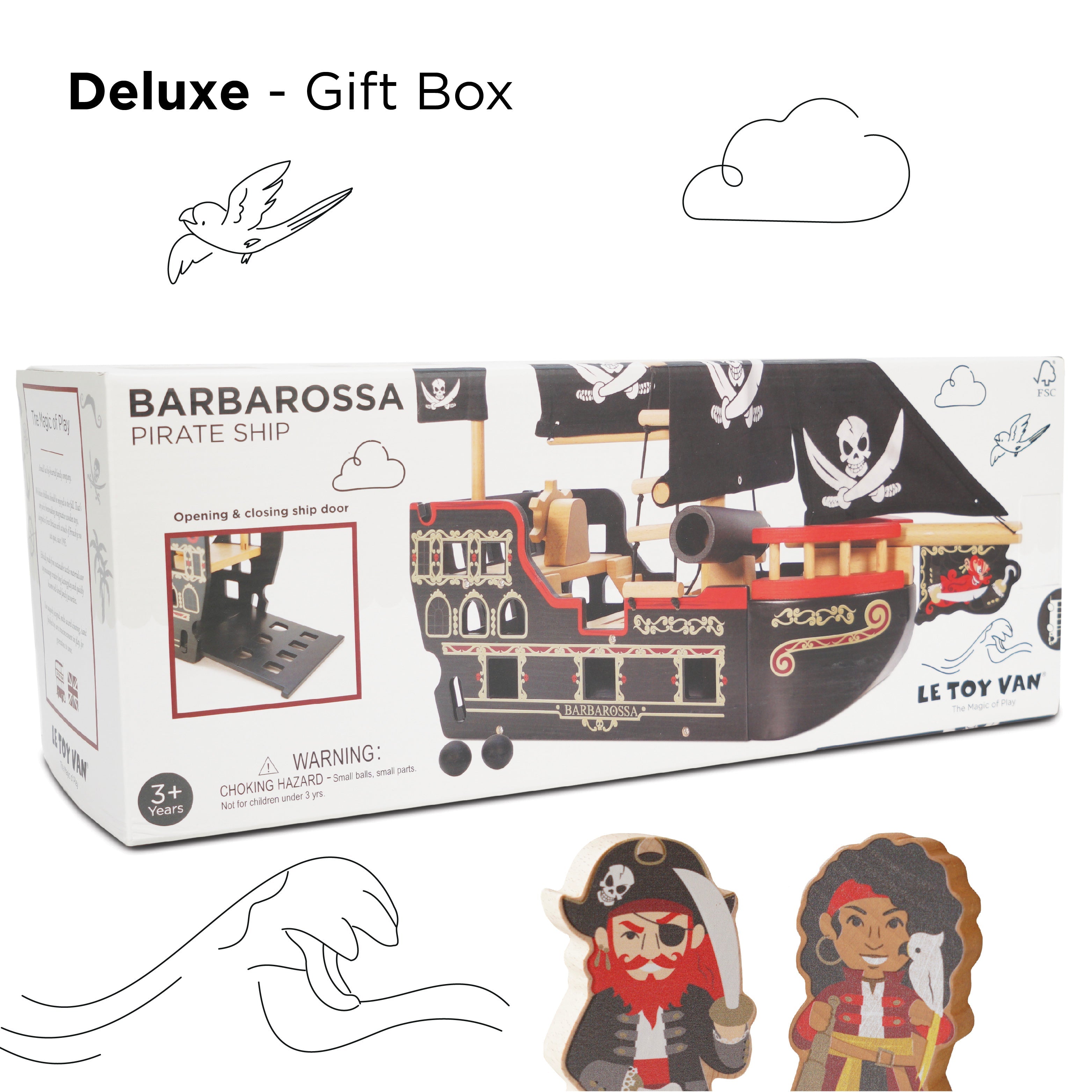 Barbarossa Pirate Ship Toy - Wooden Pirate Ship Model for Kids & Collectors - Perfect for Playtime, Decor & Gifts - Adventure & Imagination Play Set