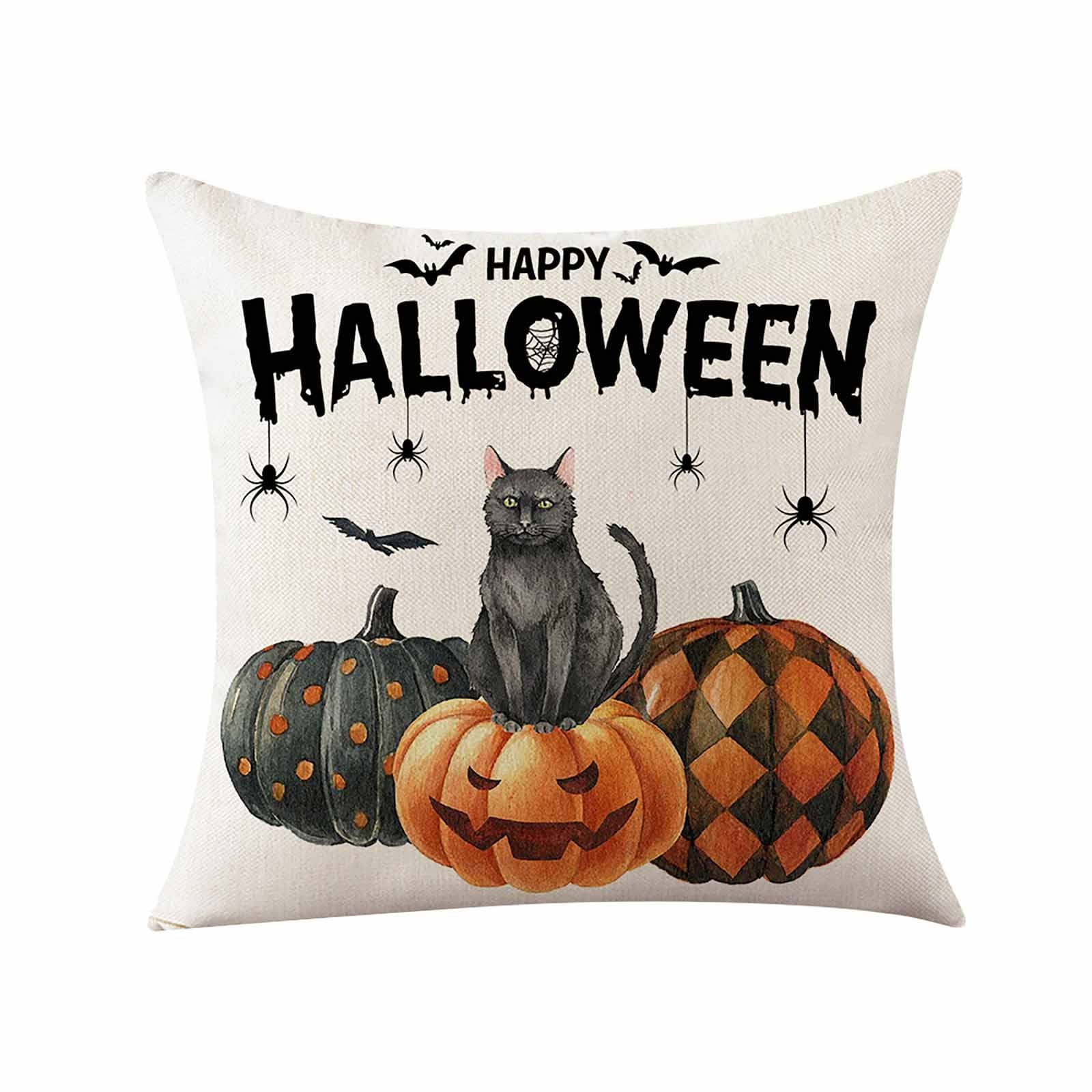 Spooky Halloween Pillow Covers - 18x18 Inch Decorative Cushion Cases for Sofa, Couch, Bed & Home Decor | Perfect for Halloween Party, Living Room & Seasonal Home Decoration