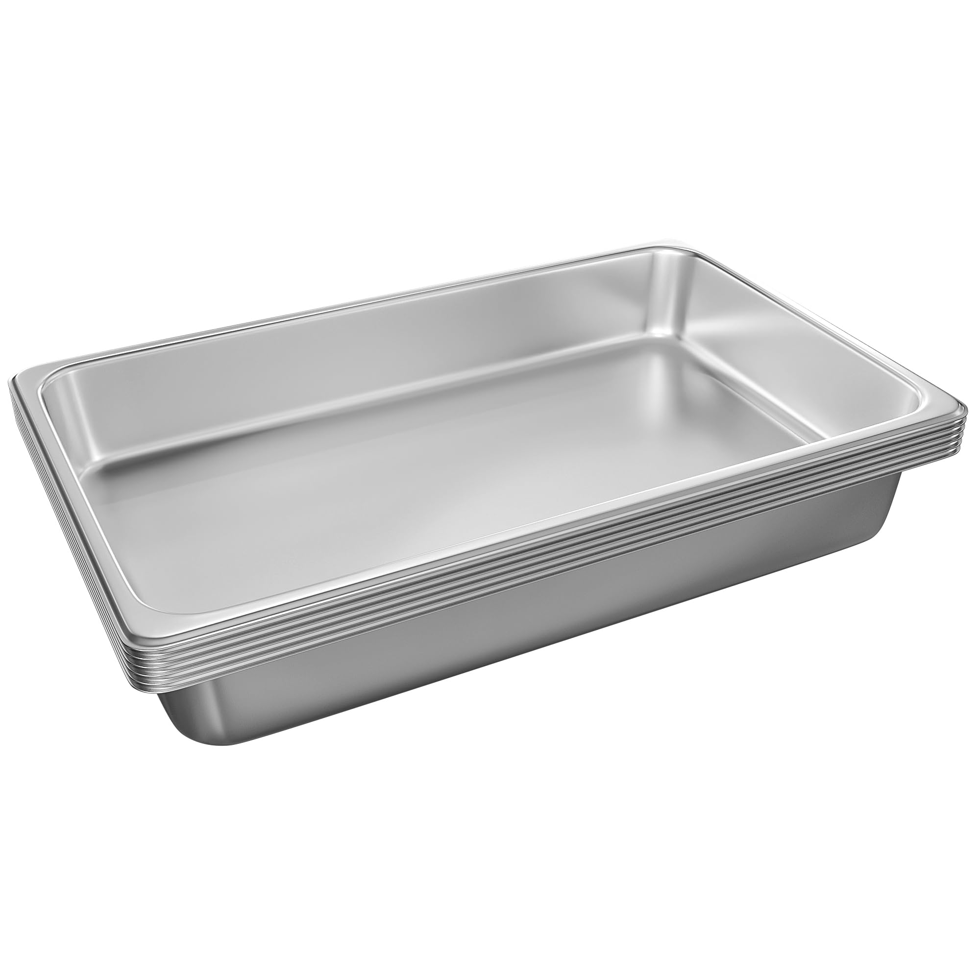 6-Pack Commercial Stainless Steel Hotel Pans - 4 Inch Deep Full Size Food Trays for Restaurants, Buffets & Catering | Durable Chafing Dishes for Party Supplies & Food Service