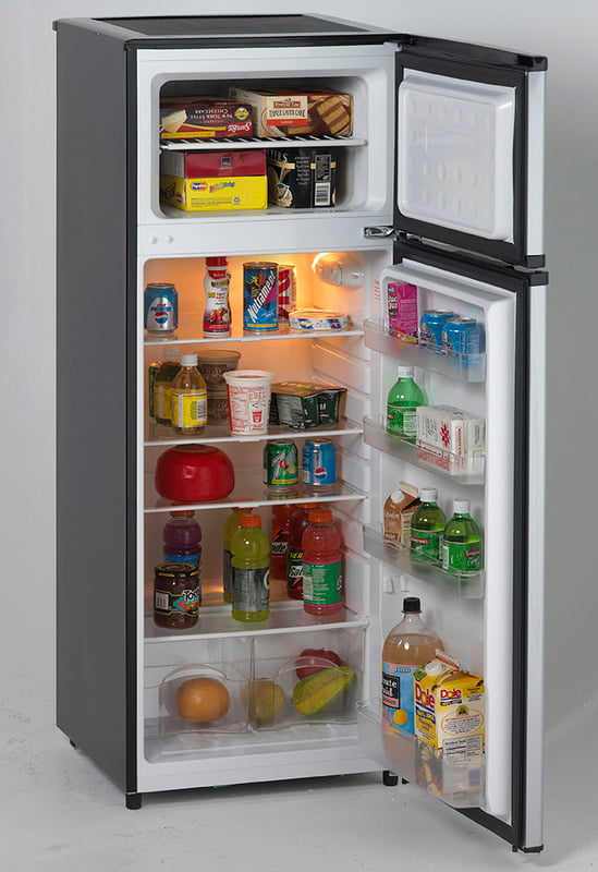 Avanti RA7316PST 7.4 Cu Ft Compact Refrigerator - Black with Platinum Finish - Perfect for Dorms, Apartments & Small Spaces