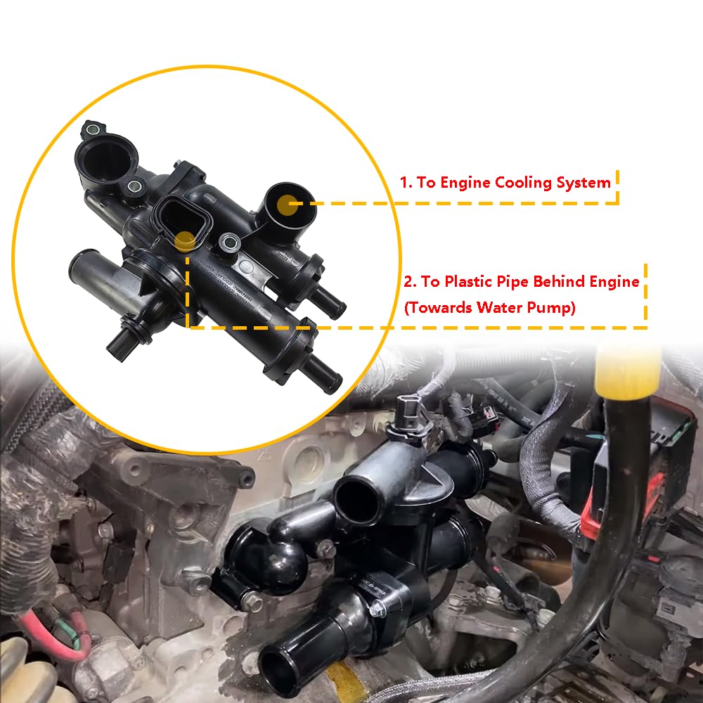 Thermostat Housing Assembly Kit with Sensor - Compatible with Chrysler 200 Sebring, Dodge Avenger Caliber Journey, Jeep Compass Patriot - OE# 68003582AB 902-319 4884571AB 55111016AD - Perfect for Engine Cooling System Repair & Maintenance
