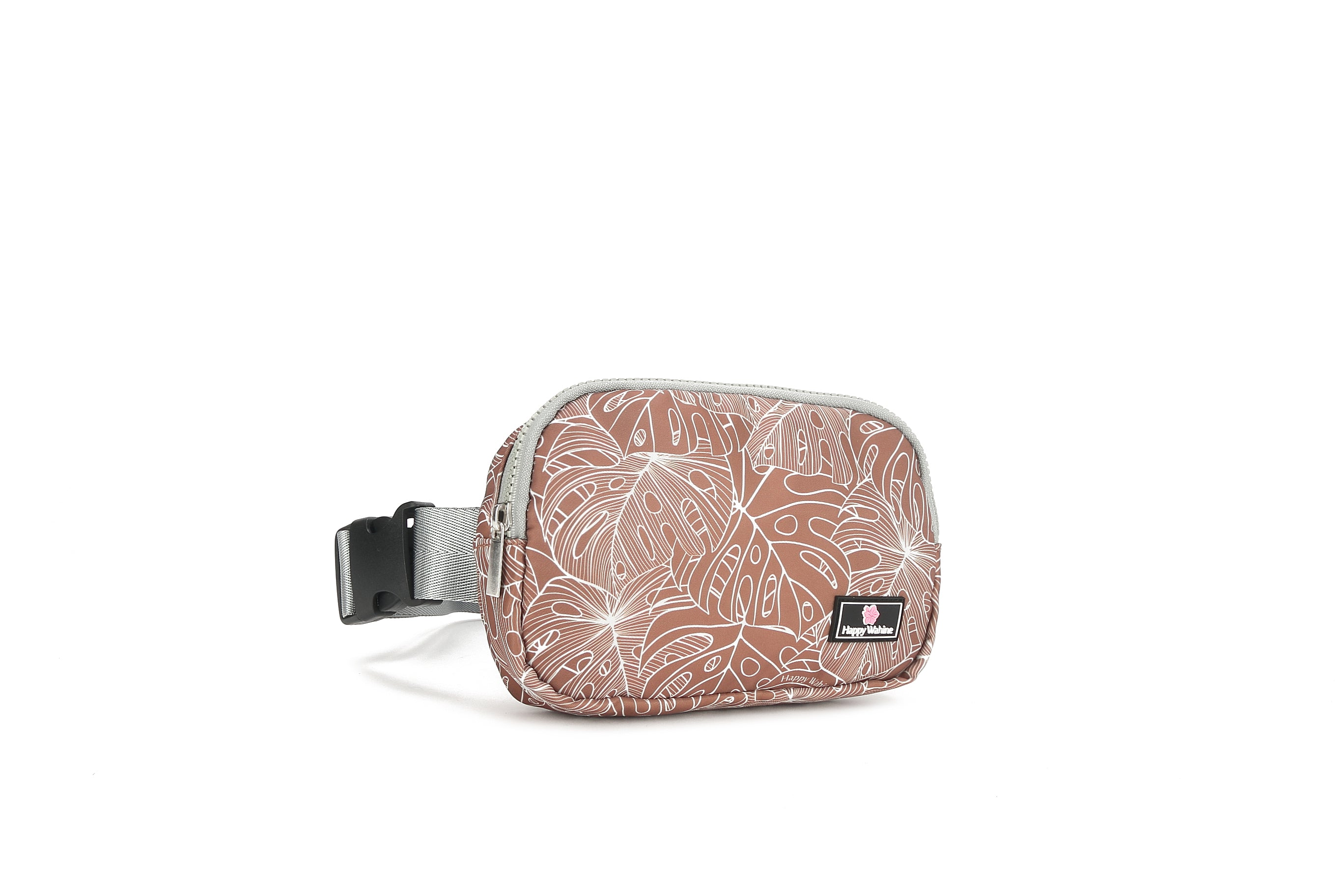 Jenna Monstera Lines Brown Belt Bag - Stylish Crossbody Fanny Pack for Women, Travel, Running & Everyday Use