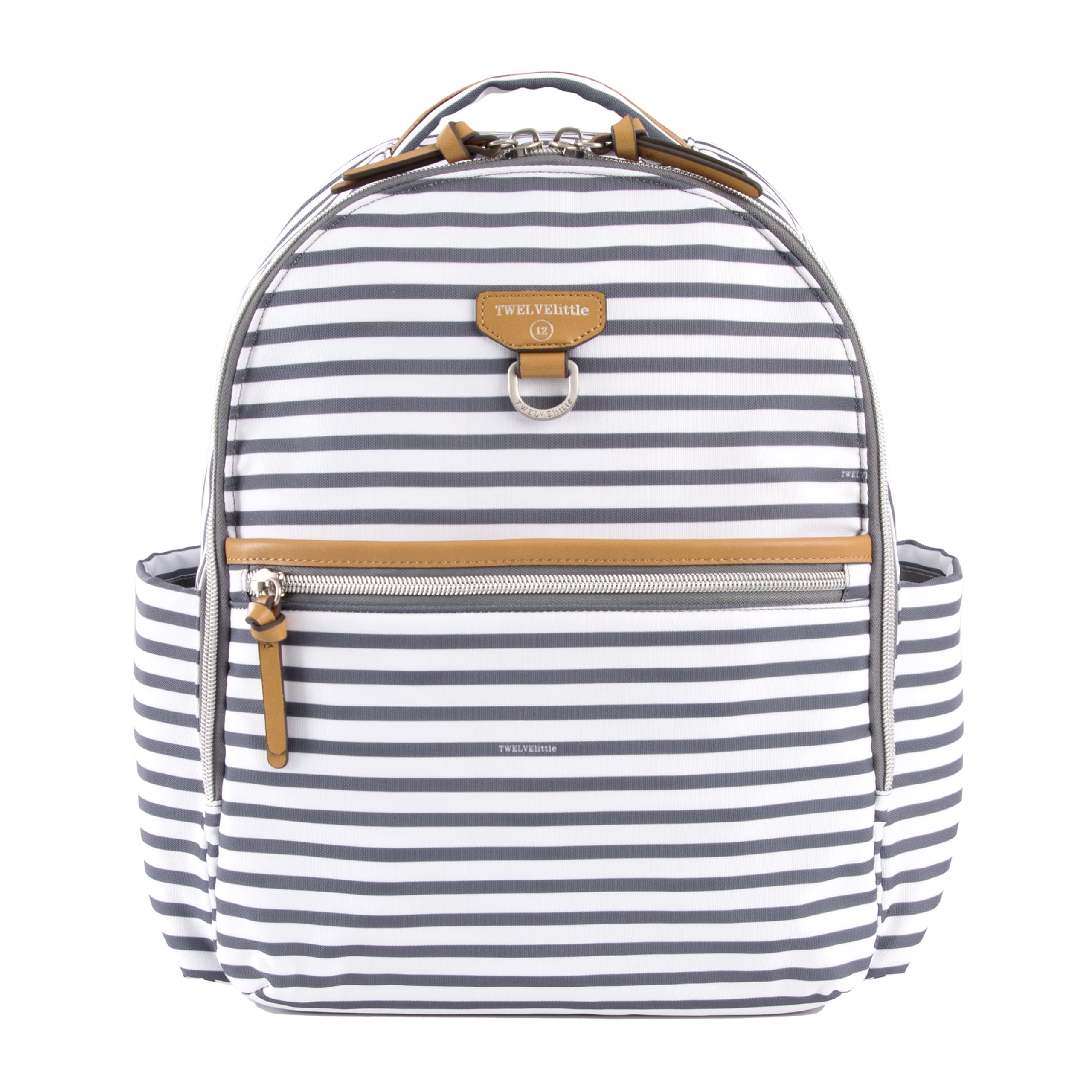 **TWELVElittle Midi Go Diaper Backpack for Moms & Dads – Waterproof Baby Bag with Insulated Pockets & Changing Pad – Striped Design for Travel, Daycare & On-the-Go Parents**