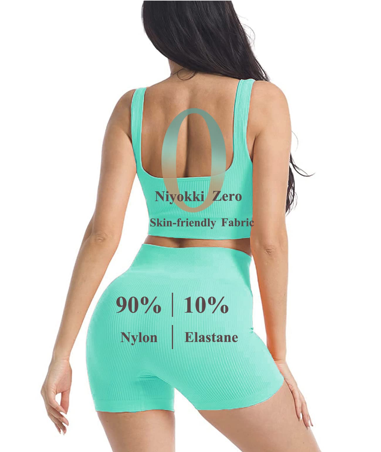 Niyokki Women's 2-Piece Workout Set - Sexy Summer Sports Bra & Crossover Shorts Matching Gym Outfit for Yoga, Running & Fitness Training
