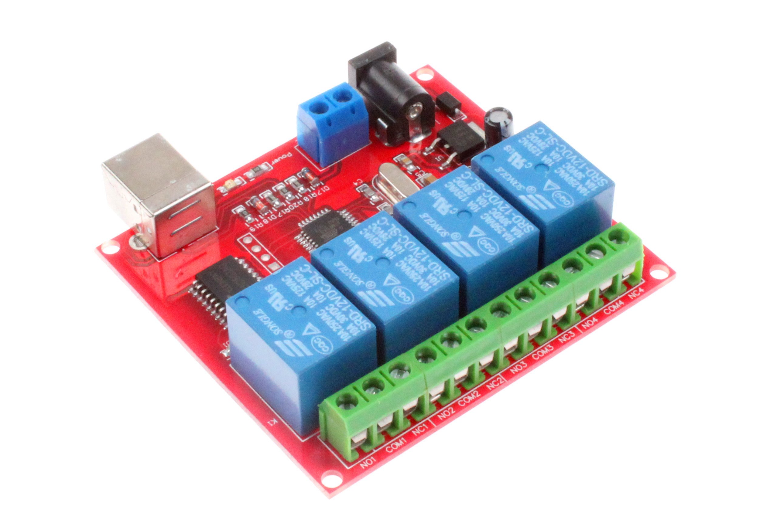 NOYITO 4-Channel 12V USB Relay Module - Plug & Play for PC Smart Control | Home Automation & DIY Projects