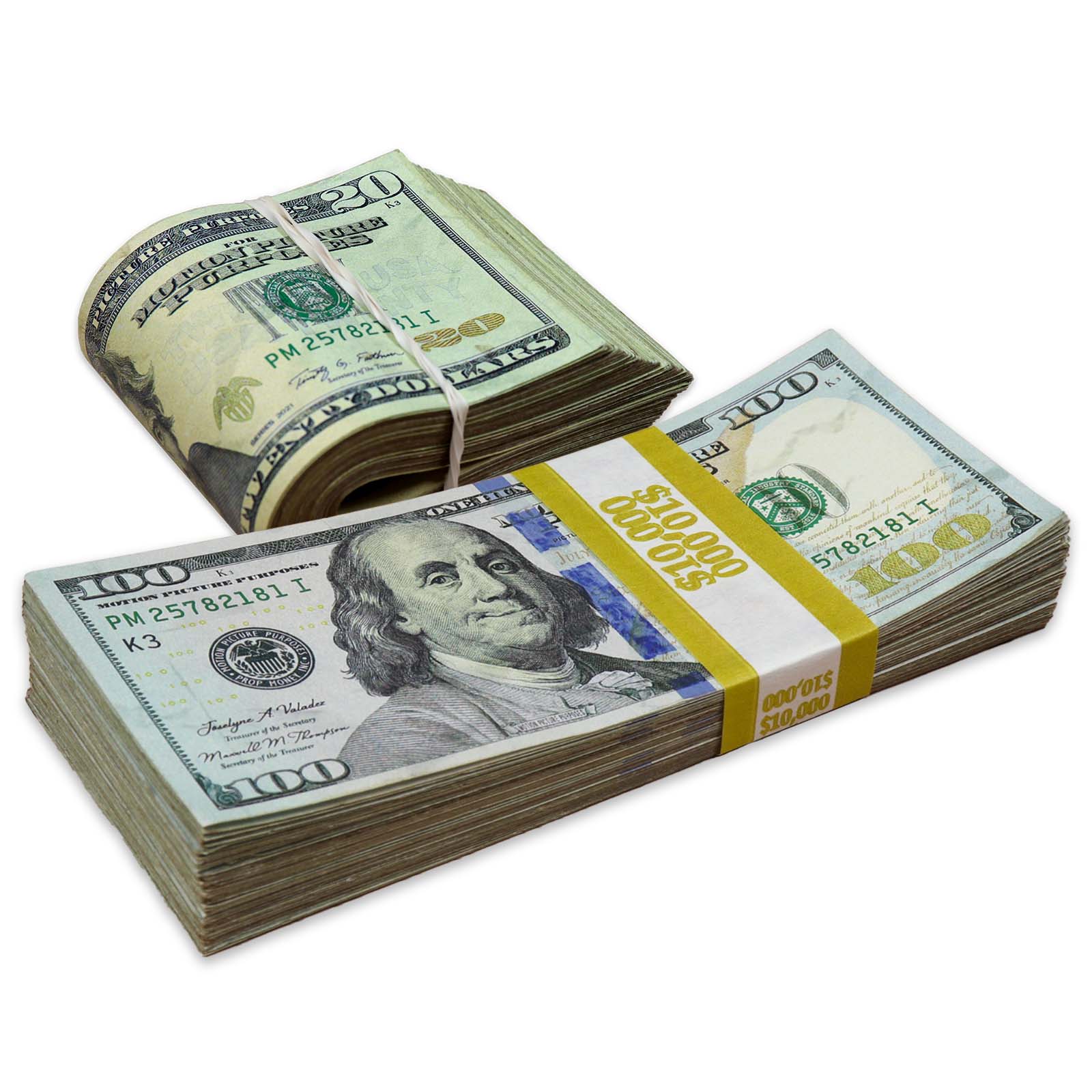 $12,000 RealAged™ New Series Full Print Stack & Band Pack - Authentic Prop Money for Movies, Photography & Educational Use