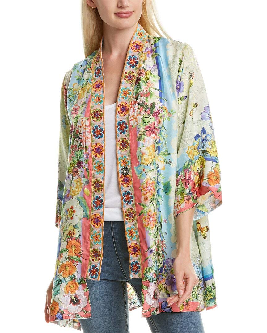 Johnny Was Women's Kimono Robe - Floral Printed Lightweight Cover Up for Lounge, Beach & Vacation