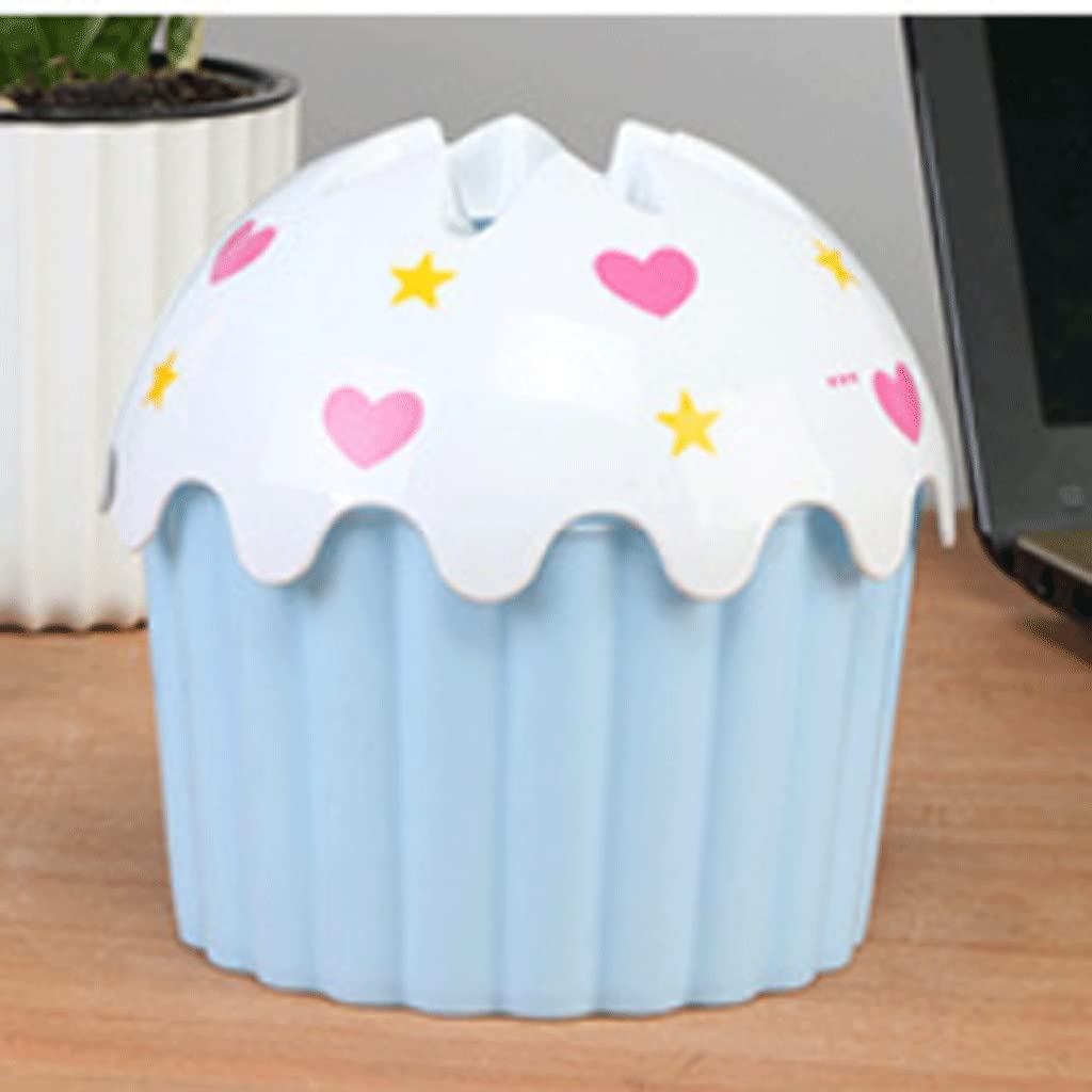 Creative Plastic Ice Cream Tissue Holder - Cute Cartoon Desktop Organizer for Home, Living Room, Bathroom & Bedroom (Blue, 12.5 x 14.5cm) - Perfect for Storing Tissues, Cotton Swabs & Small Bathroom Essentials
