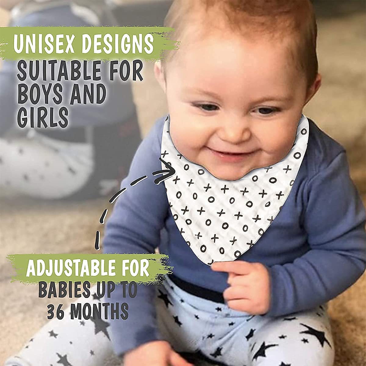 Htsrbay 5-Pack Baby Bandana Drool Bibs for Boys & Girls - Soft Absorbent Unisex Teething Bibs for Drooling - Perfect for Feeding, Playtime & Daily Outfits