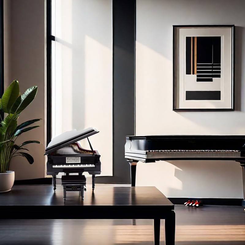 Elegant Piano Music Box with Bench & Black Case - Perfect Christmas, Birthday & Valentine's Day Gift - Plays Canon in D Melody - Ideal for Home Decor, Wedding Favors & Romantic Surprises