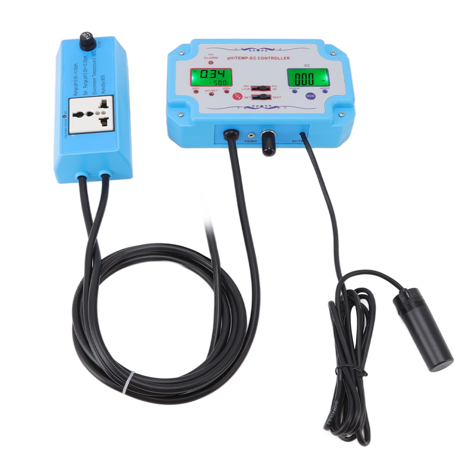 3-in-1 Digital Water Quality Tester - Accurate PH, Temperature & EC Meter for Swimming Pools, Aquariums & Hydroponics - US Plug 110V - Perfect for Home, Lab & Water Treatment Use