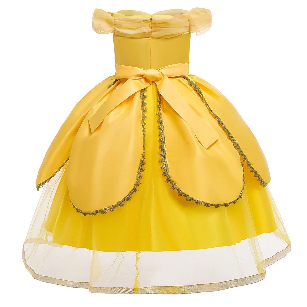 Belle Princess Dress for Girls - Beauty and The Beast Costume with Accessories | Halloween, Christmas, Birthday Party Gown for Kids Dress Up & Special Occasions