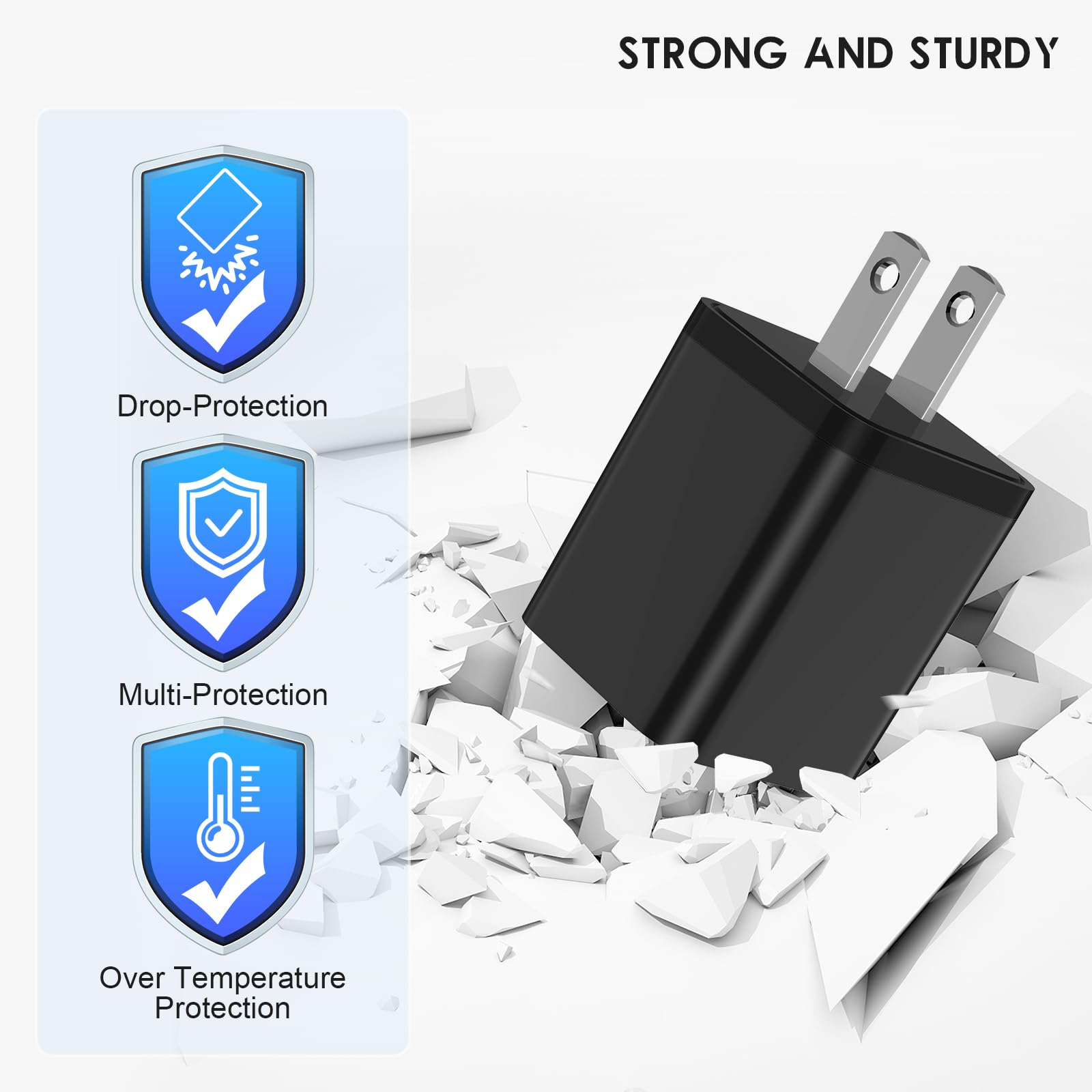 Cabepow 2-Pack 6ft MFi Certified Lightning Cable with Fast Dual Port USB Charger Block - Compatible with iPhone 13/12/11 Pro Max/XS Max/XR/X/8 - Perfect for Home, Office & Travel Charging