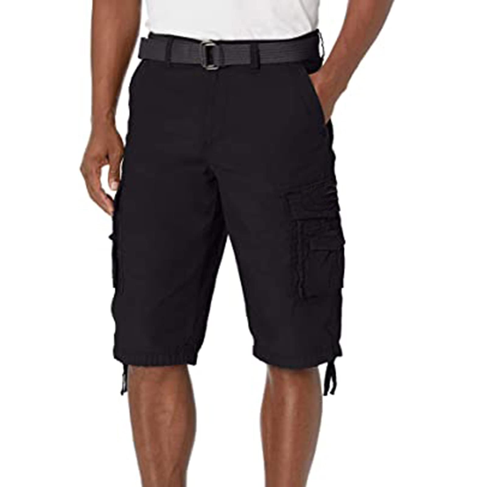 PHSHY Men's Cargo Shorts - Summer Elastic Waist Relaxed Fit Belted Pants with Pockets | Casual, Golf, Work & Motorcycle Riding | Durable Outdoor & Active Wear
