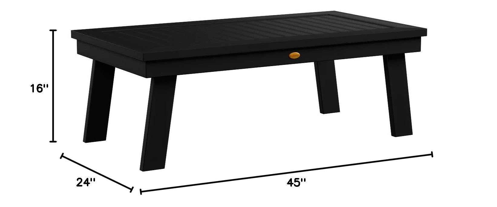 Highwood AD-DSCT1-BKE Black Adirondack Outdoor Coffee Table - Weather-Resistant Patio Furniture for Deck, Garden, Poolside & Backyard Relaxation