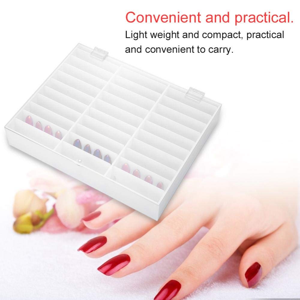 Sonew Empty Nail Tips Display Box - Acrylic Nail Organizer Storage Case for Fake Nails, Nail Art Decorations & Manicure Supplies (White) | Perfect for Salon, Home Nail Studio & Professional Nail Technicians