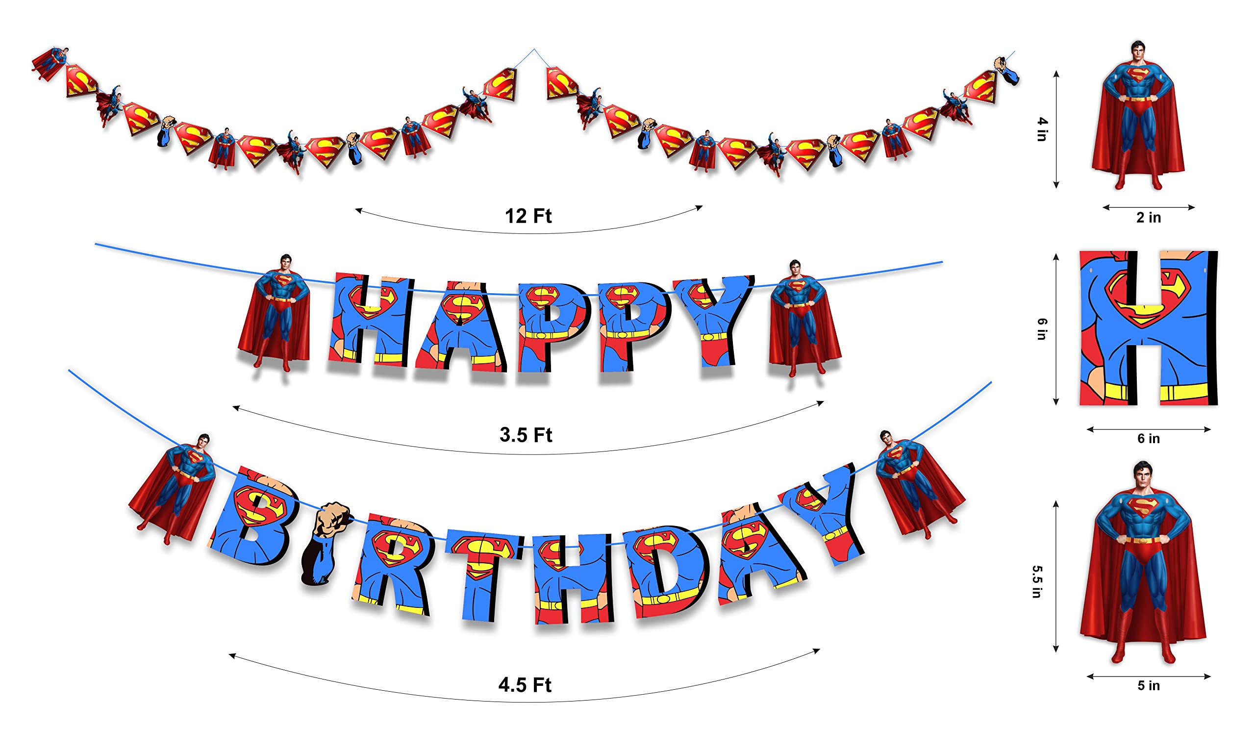 Seyal® Superman Theme Birthday Party Decorations - Superhero Party Supplies for Kids, Adults, Birthday Cake Toppers, Balloons, Banners - Perfect for Superhero Themed Birthday Parties, Baby Showers & Comic Book Celebrations