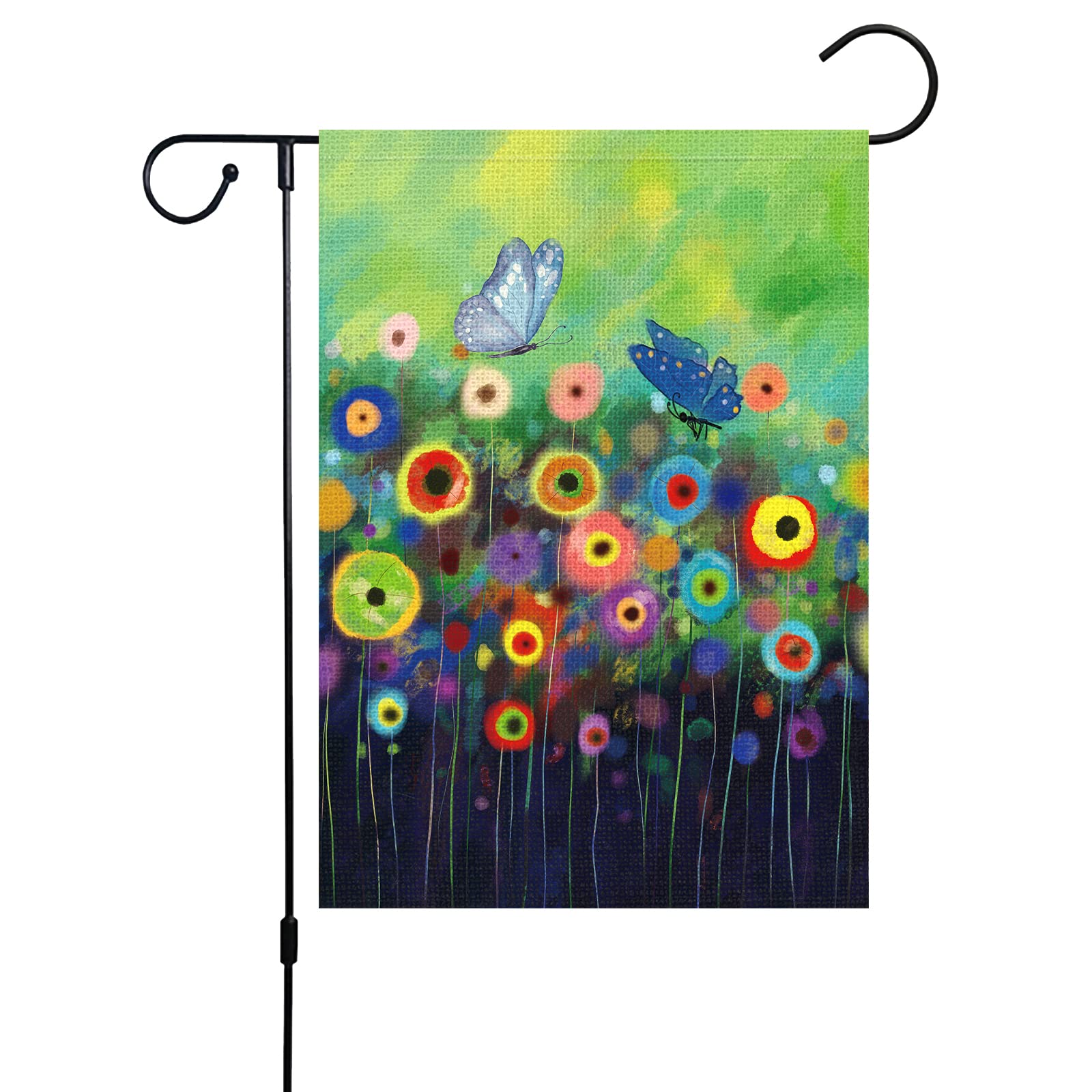 Louise Maelys 12x18 Inch Double Sided Floral Garden Flag - Watercolor Abstract Flowers & Butterflies Burlap Vertical Yard Decor for Spring Summer Outdoor Decoration | Perfect for Porch, Patio, Lawn & Seasonal Home Decor