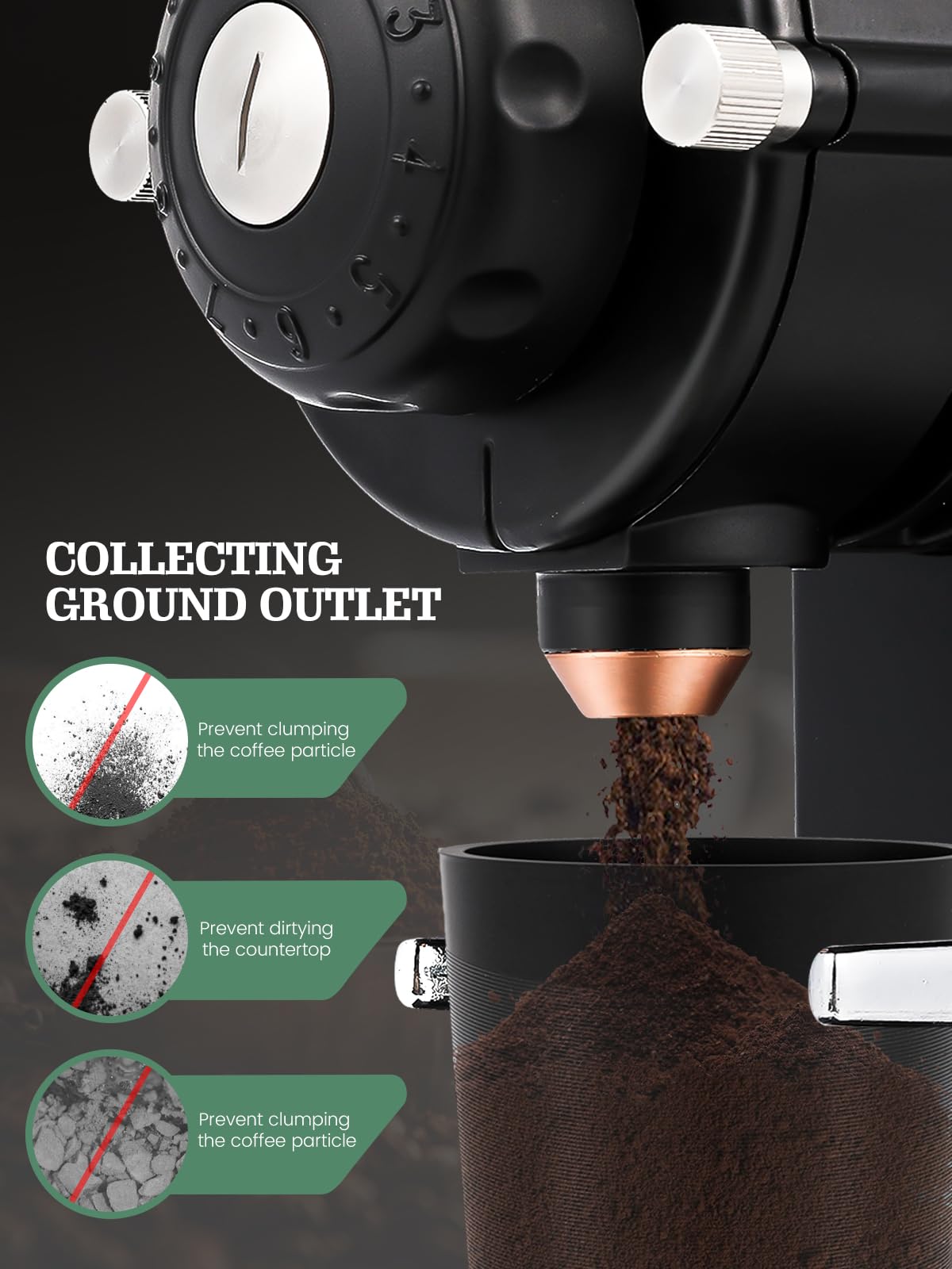 Premium Electric Coffee Grinder with Titanium Shark Teeth Burr - Dual Control Modes for Espresso, French Press & Pour Over - Quiet & Fast Coffee Mill for Home & Office Use (Black)