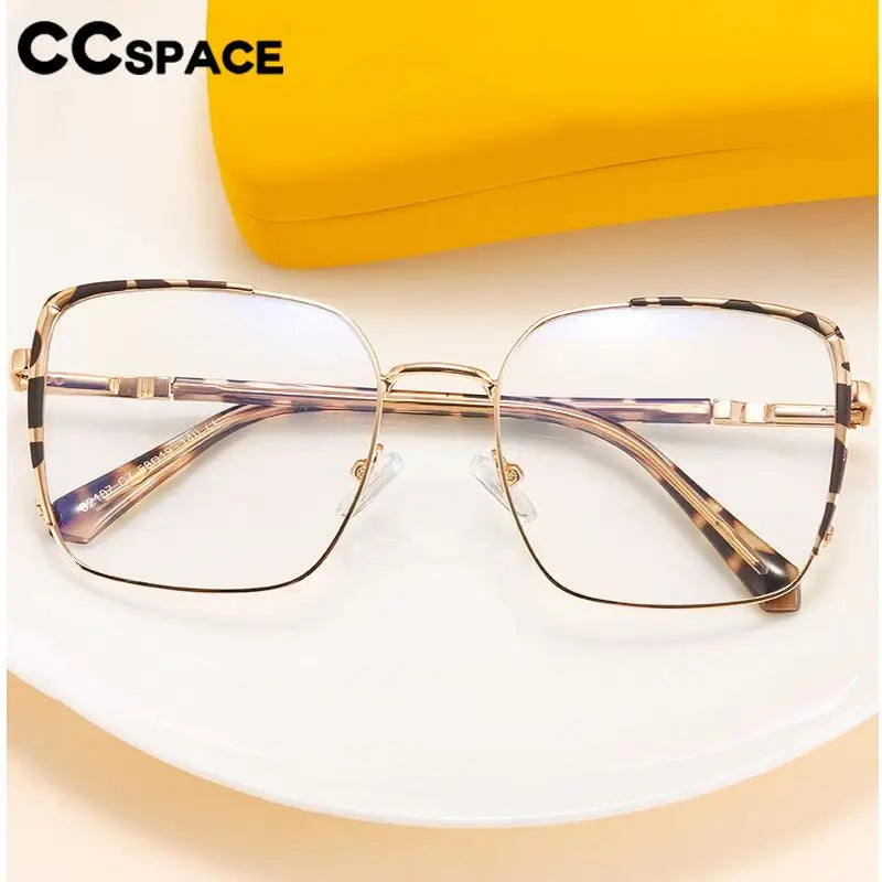 CCspace Women's Full Rim Oversize Square Alloy Eyeglasses Frame 57184 - Stylish Reading Glasses for Work, Office & Everyday Fashion Accessory