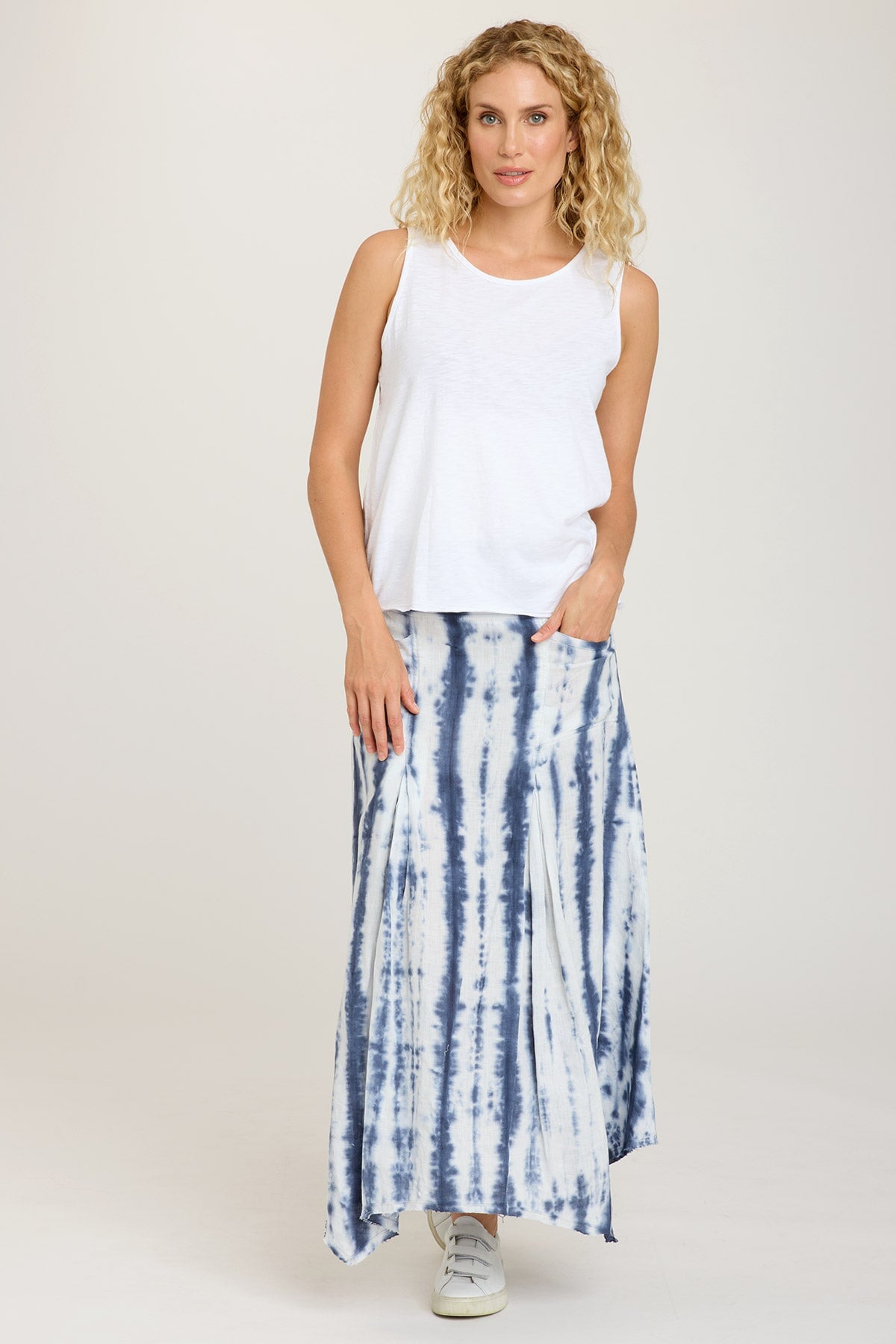 Triste Pelagic Wash Skirt - Stylish and Comfortable Women's Midi Skirt for Casual Wear, Beach Outings, and Summer Fashion