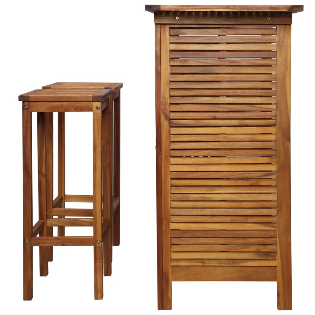 Dining Table Set, Kitchen Table and Chairs, 3-Piece Pub Bar Table Set with Solid Acacia Wood, Perfect for Breakfast Nook, Small Space Living Room, Home Bar, and Compact Dining Areas