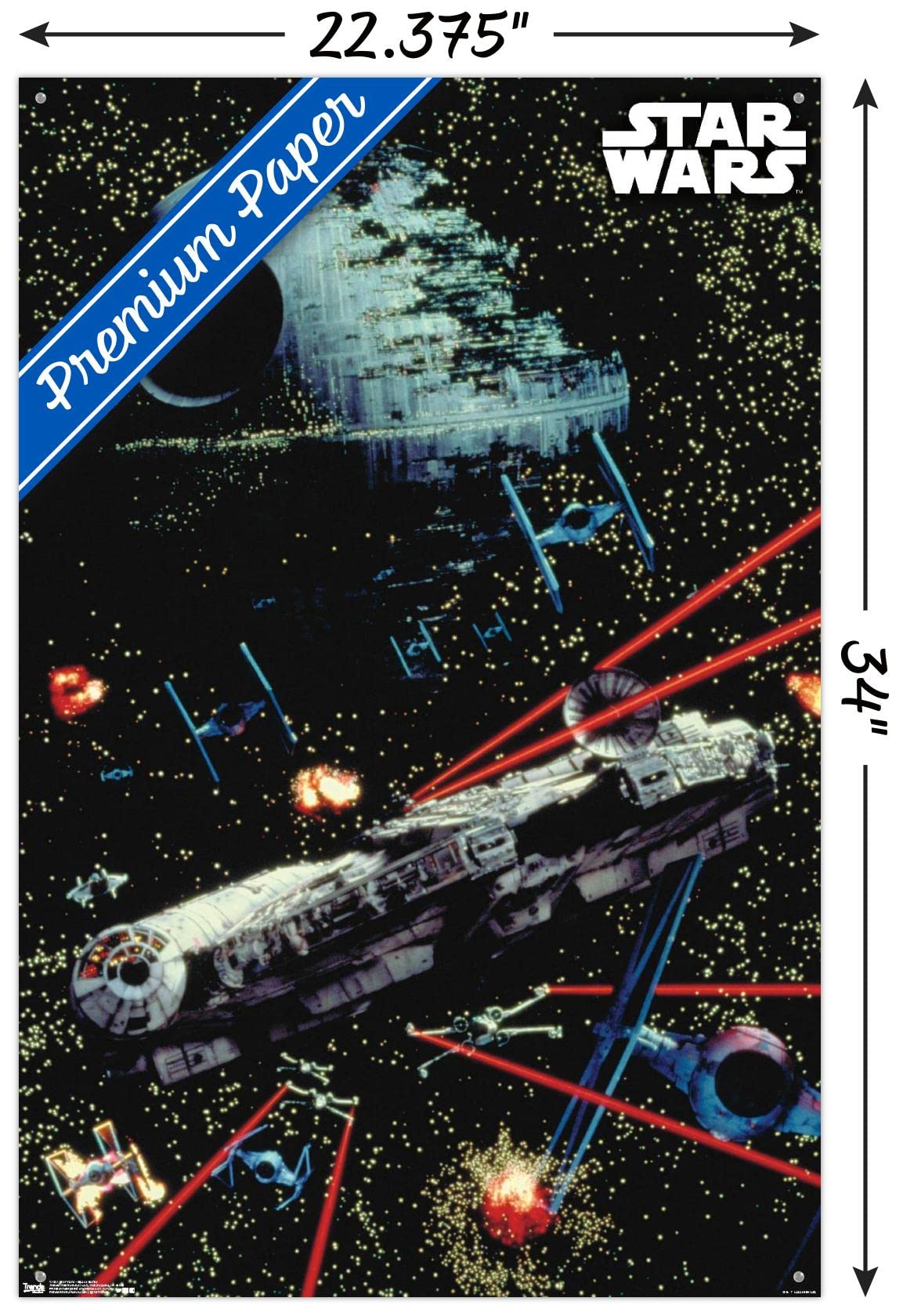 Star Wars Space Battle Wall Poster Set with Push Pins - Premium Movie Decor for Bedroom, Office & Game Room - Perfect Gift for Fans & Collectors