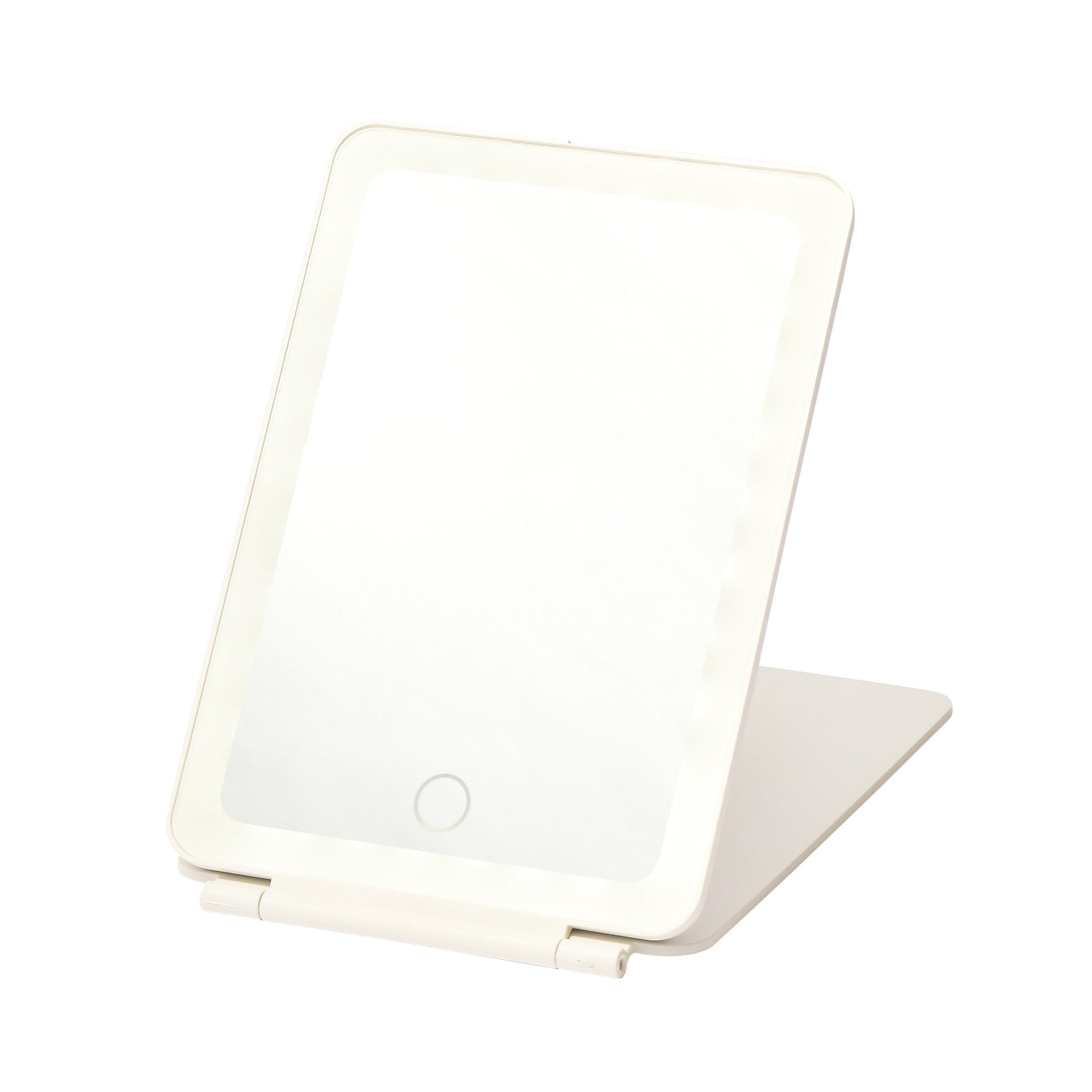 LED Folding Mirror with Adjustable Brightness - Portable Vanity Mirror for Makeup, Travel & Home Use - White
