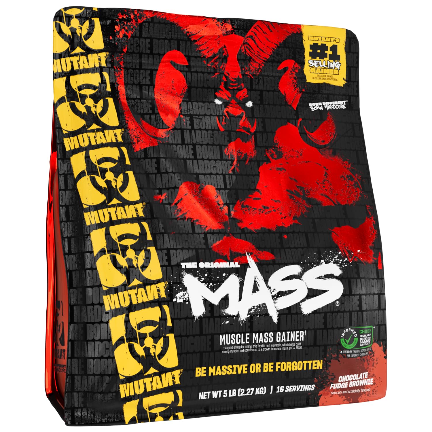 Mutant Mass Weight Gainer Protein Powder - 5lb High Calorie Muscle Building Supplement for Lean Mass & Bulking - Chocolate Fudge Brownie Flavor - Perfect for Post-Workout Recovery & Bodybuilding Nutrition
