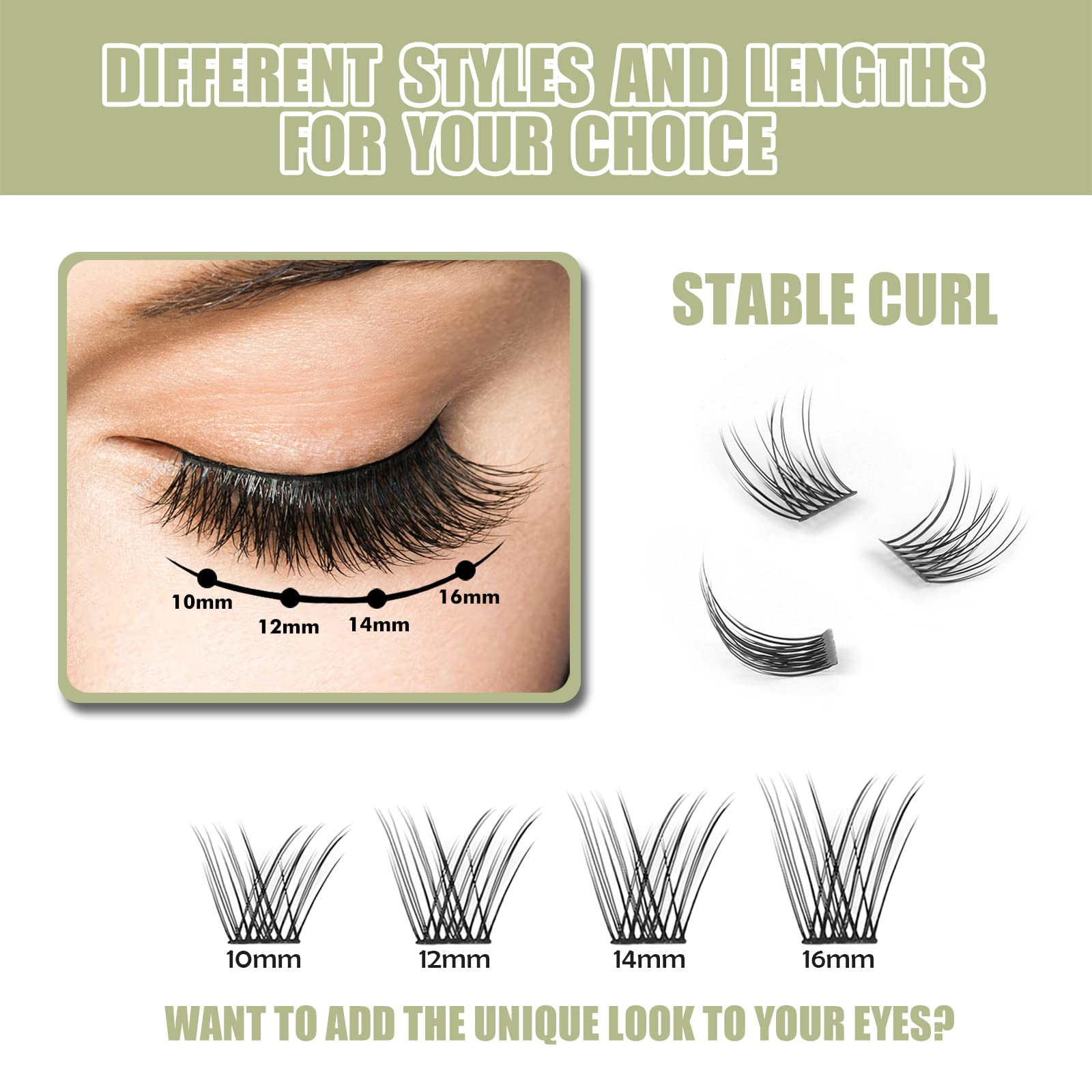 DIY Eyelash Extension Kit - 12 Clusters Natural Lashes with Glue Bonded Band, C Curl 12MM for Home Use | Perfect for Bridal, Party & Everyday Glam Makeup Looks