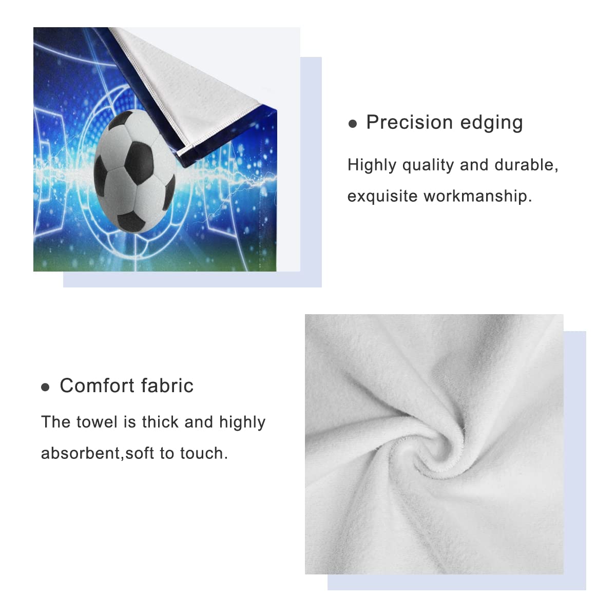 3-Piece Sports Ball Football Galaxy Soccer Bath Towel Set - Super Absorbent, Quick Dry & Soft Cotton Bath, Hand Towel & Washcloth for Gym, Pool, Beach & Bathroom Use
