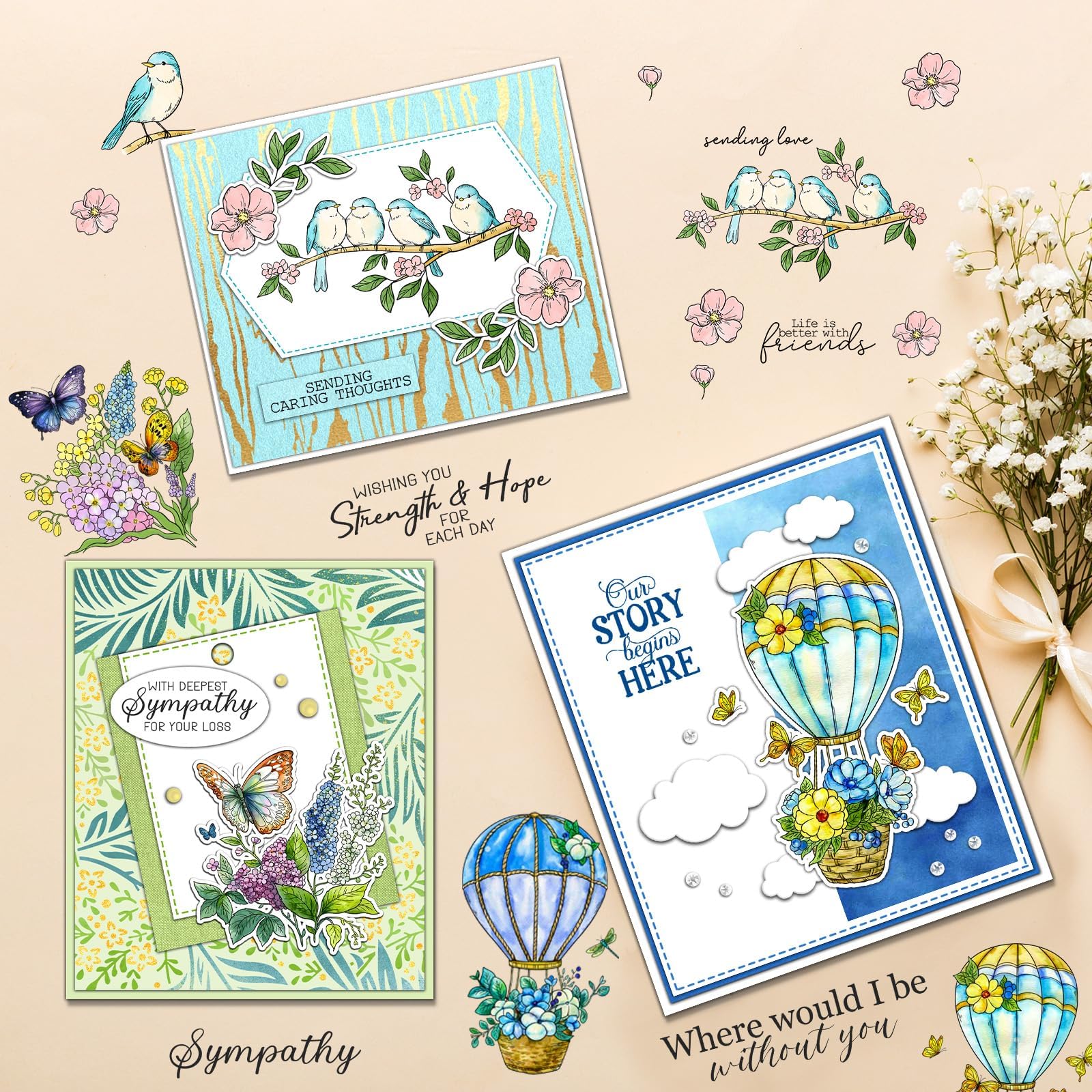2024-2025 Bird Theme Clear Silicone Stamps and Metal Cutting Dies Set - DIY Scrapbooking, Greeting Cards, Paper Albums for Holidays, Birthdays & Home Decor | Perfect for Crafting, Card Making and Gift Wrapping Projects