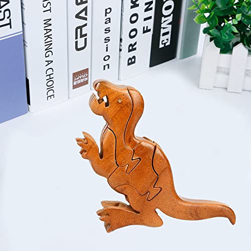 YOVQNMX Wooden Dinosaur Puzzle - Velociraptor Animal Wood Block Toy for Kids | Brain Teaser & Educational STEM Game | Birthday Gift for Boys & Girls | Fun Learning Activity for Preschool & Classroom