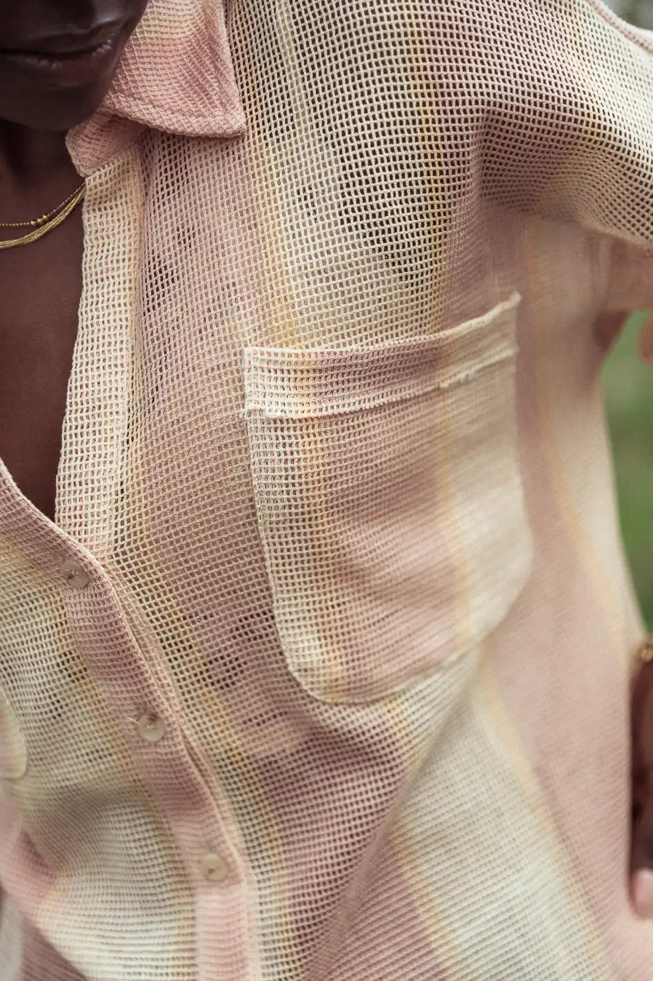 Astrid Mesh Button Up Shirt - Women's Fashion Blouse for Casual & Party Wear - Final Sale