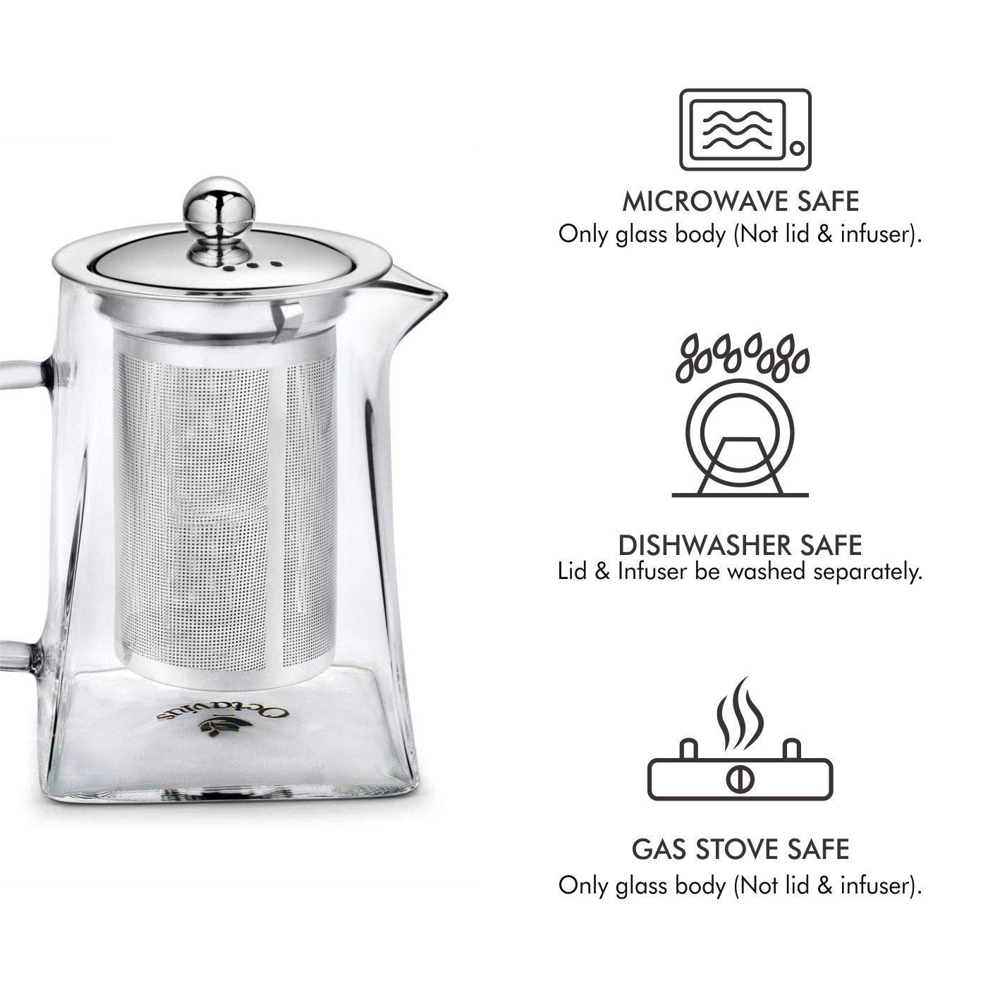 Premium Borosilicate Glass Pyramid Tea Pot with Removable Infuser & Lid - 720ml Heat-Resistant Teapot for Loose Leaf Tea | Perfect for Green Tea, Herbal Tea & Iced Tea | Ideal for 4 Cups | Elegant Home & Office Tea Brewing Accessory