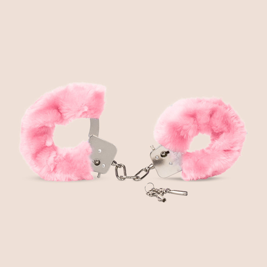 Satin Pleasure Cuffs & Blindfold Set - Soft Fluffy Handcuffs for Couples, BDSM, Role Play & Sensual Bondage - Perfect for Valentine's Day, Anniversary & Romantic Nights