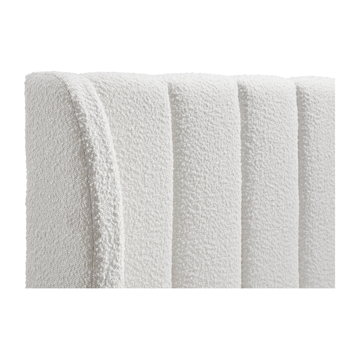 Georgia Boucle Fabric King Single Bed Frame - White Upholstered Headboard, Modern & Cozy for Small Spaces - Perfect for Apartments, Guest Rooms & Dormitories